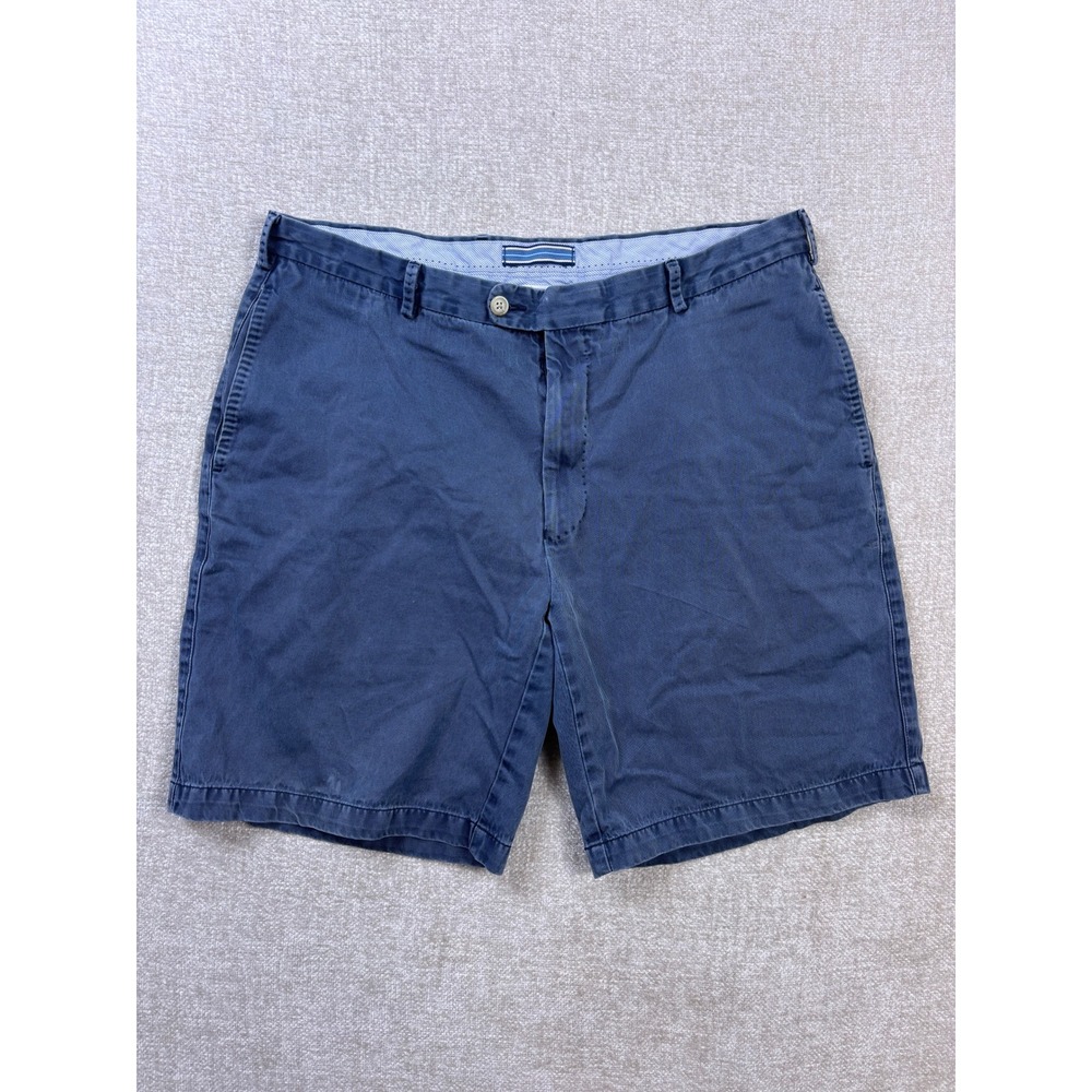 Peter Millar Mens Navy Blue Pima Cotton Flat Front Chino Shorts Size 36